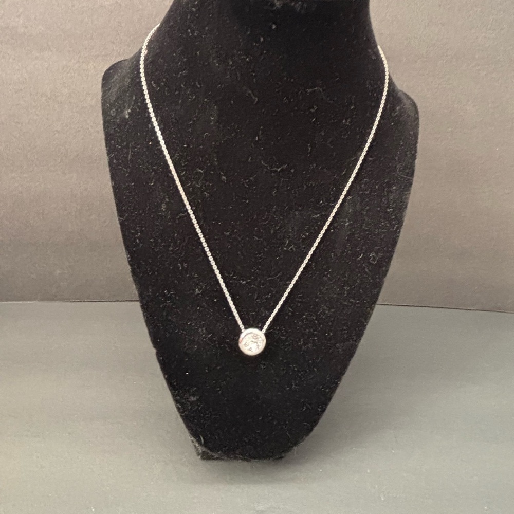White House Black Market Silver Necklace with Crystal Charm